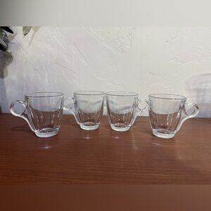 Set of 4 Clear Art Deco Glass Espresso Cups NICE Sturdy Mint Condition